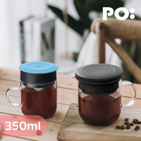 【PO:Selected】丹麥2入組手沖咖啡(咖啡杯350ml-黑+咖啡杯240ml-天使藍)