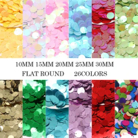 Colorful Large Round Sequins 10/15/20/25mm PVC Loose Sequin Paillettes With Side Hole Sewing Craft DIY Scrapbooking Pendant 10g
