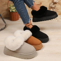 2026  Warm Boots Women Winter Flats Shoes Short Plush Fur Ankle Snow Boots Casual Shoes Sport Suede 