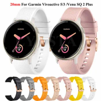 20mm Silicone Watchband Strap For Garmin Vivoactive 5 Venu SQ2 Smart Wristband Bracelet Forerunner 55 645 245 Venu 2 Plus Correa