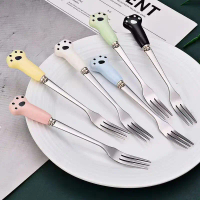 Combo 5 dĩa ăn hoa quả hình chân gấu nhiều màu sắc HT SHOP DN145