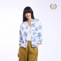 C&D ชุดเที่ยว ทะเล แจ็คเก็ตผู้หญิงทรงหลวม คอปีน สีน้ำเงิน CC6MBU