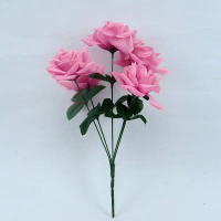Artificial flowers with European-style curled edges, silk rose bouquet of 5 flowers, affordable and 