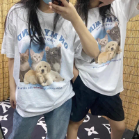 【創翊韓都】T恤 情侶動物寬鬆五分袖T恤ODD1159-創翊韓都(預購)