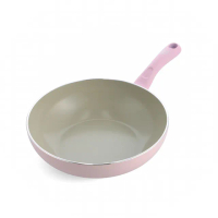 【GreenPan】GreenChef 鑽石陶瓷塗層不沾炒鍋 Sandstone 28cm 櫻花粉(不含蓋/不挑爐具/不沾鍋/陶瓷)