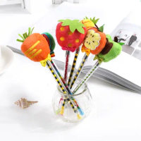 1PCS cute plush pen fruit shape Korean office pen test pen student stationery supermarket wholesale