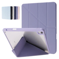 For iPad Mini 6 Case With Pencil Holder PU Leather Acrylic Clear Back Stand Smart Cover For iPad Mini6 Mini 6 2021 Case 8.3 inch