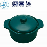 asdfkitty*內海產業 迷你有蓋陶瓷鍋/砂鍋-綠色-400ML-烤箱.微波爐可用-日本正版商品