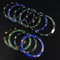 MOD 33.7mm*27.5mm Flat Ceramic circle Green Luminous Beads Bezel Insert For Seiko SKX013 SKX015 Men's Mechanical Diving Watch