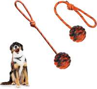 2Pcs Dog Training Ball on Rope - Exercise & Reward Toy for Dogs - Chew Pull Throw Tug & Fetch - Belg