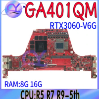 GA401QM Mainboard For ROG Zephyrus G14 GA401Q Laptop Motherboard With 8G R5-5600H R7-5800H R9-5900H RTX3060 RTX3050 RTX3050Ti
