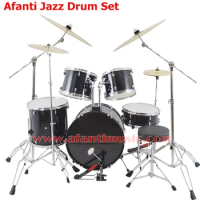 5 Drums 4 Cymbals / Black color / Afanti Music Jazz Drum Set / Drum kit (AJDS-426)