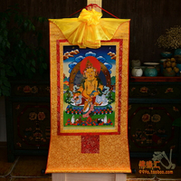 西藏唐卡畫 佛具用品藏式鍍金黃財神佛像唐卡掛畫 120*66cm1入