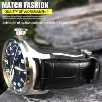 20mm 21mm 22mm Calfskin Genuine Leather Watchband Suitable For IWC Pilot Portuguese Black Brown Blue Alligator Grain Watch strap