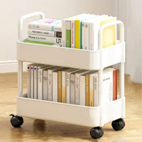 Mobile Bookshelf With 4 Wheels 20lbs Max Load Capacity Storage Rack Multifunctional Utility Storage Cart For Kitchen Bathroom