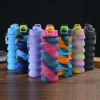 500ml Foldable Water Bottle Portable Mountain Bike Drinking Bottle Bicycle Cycling Drinking Cup Sports Water Cup