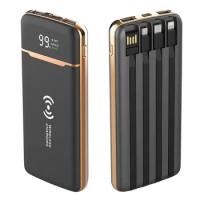 Slim Power Bank 20000mAh Qi Wireless Charger Powerbank Built in Cable for iPhone 15 14 X Samsung S23 S22 Huawei Xiaomi Poverbank