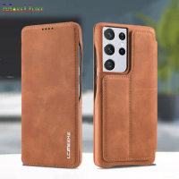 Simple Flip Case For Samsung Galaxy S21 Plus Ultra S21Plus Case Leather Magnetic Luxury Cover For Samsung S21 Ultra Plus Case