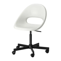 LOBERGET/MALSKÄR 電腦椅 含升降桿, 白色/黑色