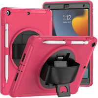 Rotary Stand Case For iPad 9 8 7 7th 8th 9th Generation 10.2 inch iPad9 Shockproof Cover with Pencil Holder Hand Strap