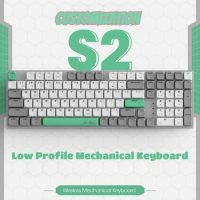 ECHOME Customization Wireless Low Profile Mechanical Keyboard Bluetooth Tri-mode Metal Border Portability Office Gaming Keyboard