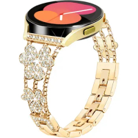 Applicable to Samsung watch Galaxy watch3 Active2 watch4 clover rhinestone bracelet strap