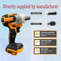 18V 2 In 1 Brushless Cordless Electric Impact Wrench 1/2Inch Power Tools 15000Amh Li Battery LED light Adapt To Makita Battery