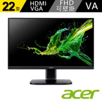 【Acer 宏碁】22型 VA 文書影音螢幕 支援FreeSync/HDMI/VGA/內建喇叭(KA222Q A bmix)