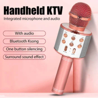 Wireless Karaoke Microphone Bluetooth Studio Noise Cancelling Micro Telephone Video Microphones for Iphone and Live Streaming