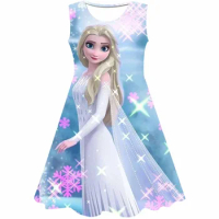 New Frozen Elsa Dress Girls Summer Dress Princess Cosplay Costume Dresses for Kids Christmas Birthda