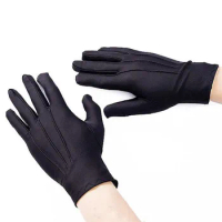 Men's High-stretch Etiquette Driver Black White Gloves Tight-fitting Breathable Sweat-absorbent Sunscreen Security Coach Gloves