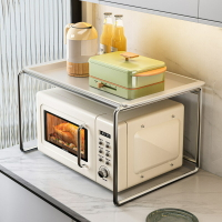 置物櫃 置物架 輕奢廚房微波爐置物架多功能家用臺面烤箱伸縮支架雙層收納架子