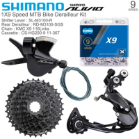 SHIMANO ALIVIO 1X9 Speed Derailleur Kit for MTB Bike M3100 Rear Derailleurs HG200 32/34/36T Cassette KMC X9 Chain 9s Groupset