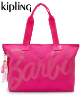 【Kipling】BARBIE 活力粉色大容量拉鏈托特包-JACEY M