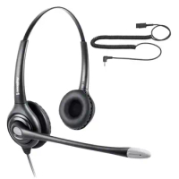 2.5mm plug Headset and Quick Disconnect Cord for Cisco Linksys Spa Polycom Grandstream Zultys Gigaset and Cordless Dect Phones
