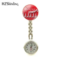 2018 New Nurses Have Heart Clip Nurse Watch Red Heart Fob Watch Nurse Glass Dome Jewelry Pocket Medical Nurse Fob Watch