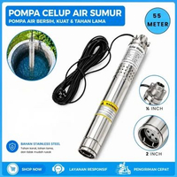 Pompa Air Sumur Sibel 2 Inch 55 Meter 220V Pompa Dorong Mesin Pompa Air Satelit 0,5 HP 370 Watt
