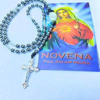 Kalung Rosario Batu Blustin 77x Doa Bapa Kami dan Novena Tiga Salam Maria Titanium
