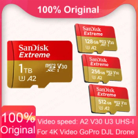 SanDisk Extreme Micro SD Card 32GB A1 512GB A2 64GB 128GB 256GB C10 1TB Flash Memory Card U3 V30 TF Card for Sports Camera Drone