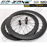 Ultralight 28mm 700c Road Wave Carbon Wheel Disc Clincher Tubeless Sapim Or Pillar 1420 DT / Novatec /Gozone Centerlock Wheelset