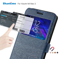 Business Pu Leather Phone Case For Xiaomi Mi Max 2 Flip Case For Xiaomi Mi Max View Window Book Case Soft Silicone Back Cover