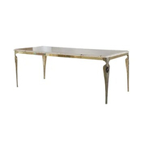 Modern Luxury Marble Dining Table with Copper Base Sofitel Gold Marble Table Top