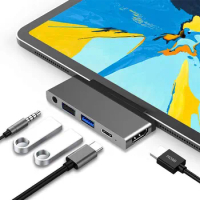 USB C HUB Type C HUB For 2018-2020 iPad Pro Samsung Macbook Pro/Air Adapter Dock With USB 3.1 To HDMI 4K RJ45 PD Usb Splitter