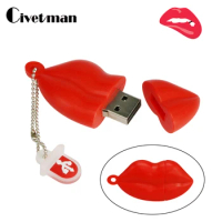 Sexy Red Lips Pendrive Cartoon USB Flash Drive Memory Stick Real Capacity Pen Drive 8GB 16GB 32GB 64GB 128GB 256GB Cute Cle USB