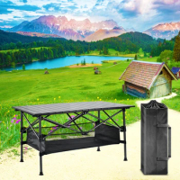 Tourist Folding Nature Hike Roll Table Camping Portable Outdoor Garden Backpacking Barbecue Desk Supplies Lightweight