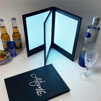 Rechargeable LED Lighted Menu LED Backlit Menu Table Tent Display Single Double Triple A4 Led Menu book For Restaurant Bar Decor