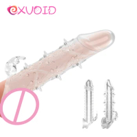 EXVOID Penis Sleeve Delay Ejaculation Silicone Sex Toys For Couples Crystal Penis Extender Enlarger Cock Enlarger Ring Sex Shop