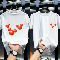 Kemeja-T Lengan Pendek, Fesyen, Jenama Trend Sejagat, Cetakan Mickey Disney, Uniseks, Bernafas, Lehe