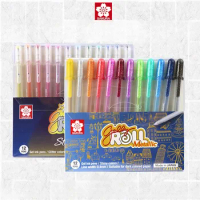 12 Colors SAKURA Gelly Roll Metallic/Stardust Gel Pens for Scrapbook,Journals,Drawing Colored Metallic Ink Sparkling,Glittering