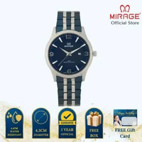 Mirage Jam Tangan Pria Analog 8808 M Navy Lis Silver Original Stainless Plat Biru